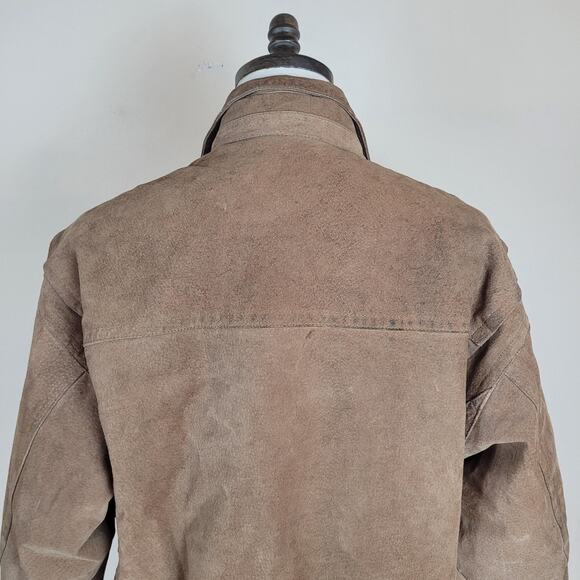 Vintage Pierre Cardin Jacket Mens Large Brown Suede Leather Bomber 90s Classic - Picture 3 of 10
